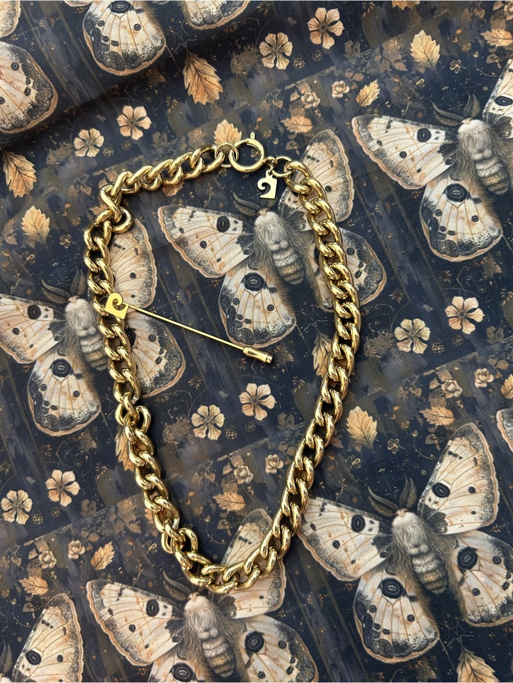 Vintage Pierre Cardin Gold Curb Chain Necklace & Logo Stick Pin Set
